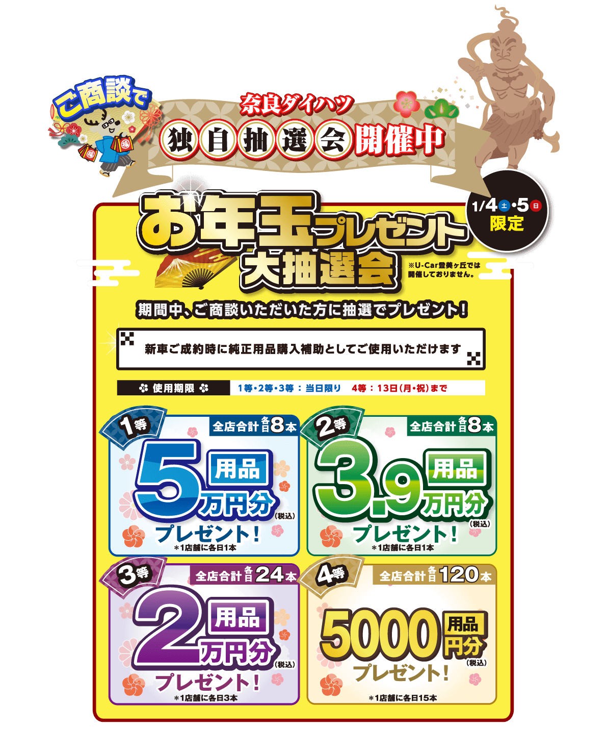 1月4・5日奈良ダイハツ独自抽選会