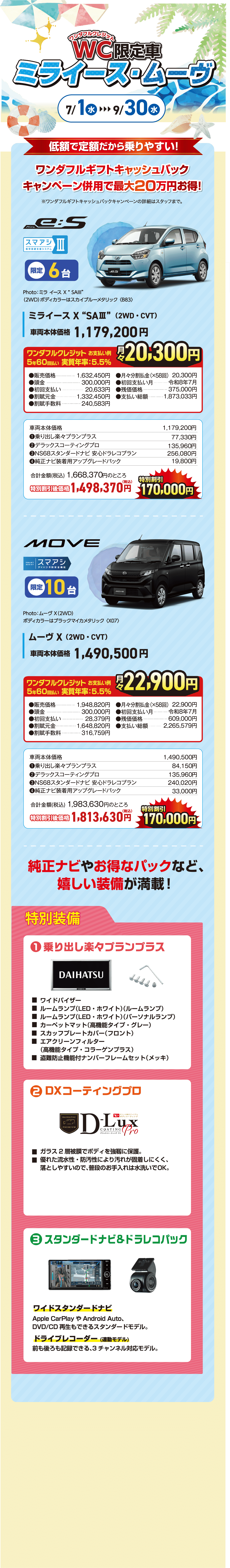ワンダフルクレジット限定車 ミライース・ムーヴ